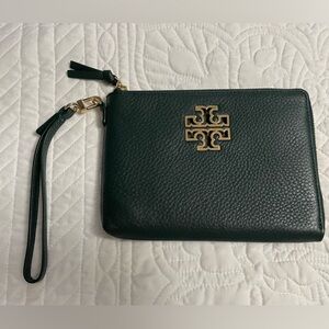 Tory Burch forest green hand clutch